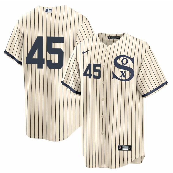 Men Chicago White Sox #45 No Name Cream stripe Dream version Game Nike 2021 MLB Jerseys